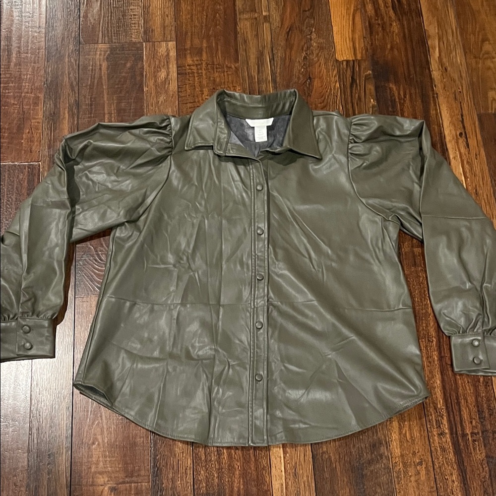 H&M Faux Leather Button-Up